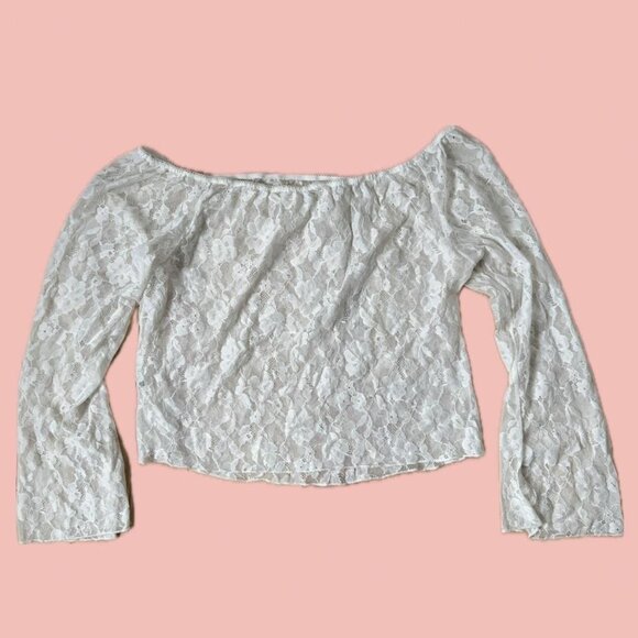 White Lace Boho Top – Off-Shoulder Romantic Flowy Blouse - Picture 1 of 8